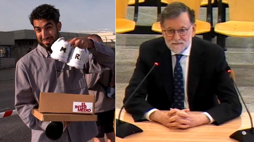 Isma Juárez muestra en 'El Intermedio' las zapatillas de Mariano Rajoy