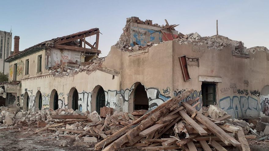 La estación de Lerma a finales de noviembre tras el derrumbe.