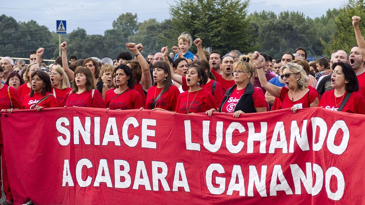 Manifestación de Sniace en una imagen de archivo.