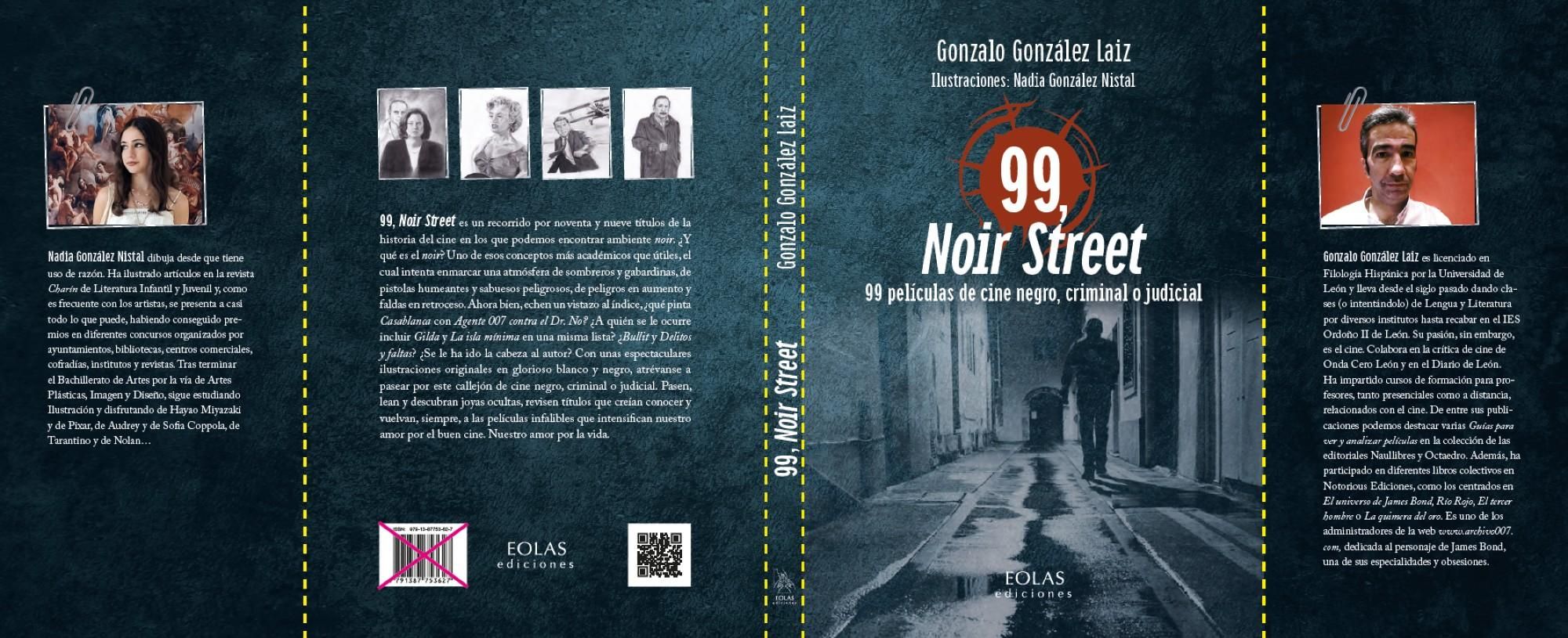 Composición de Portada y Contraportada de '99 Noir Street' de Gonzalo González Laiz con ilustraciones de Nadia González Nistal.