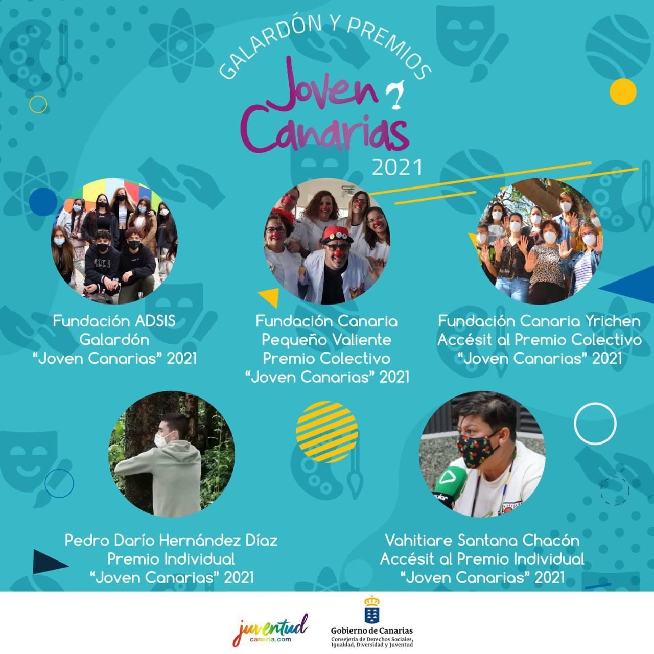 Cartel con los galardonados.