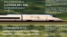 Cartel que anuncia la manifestación contra la llegada del AVE en 2020