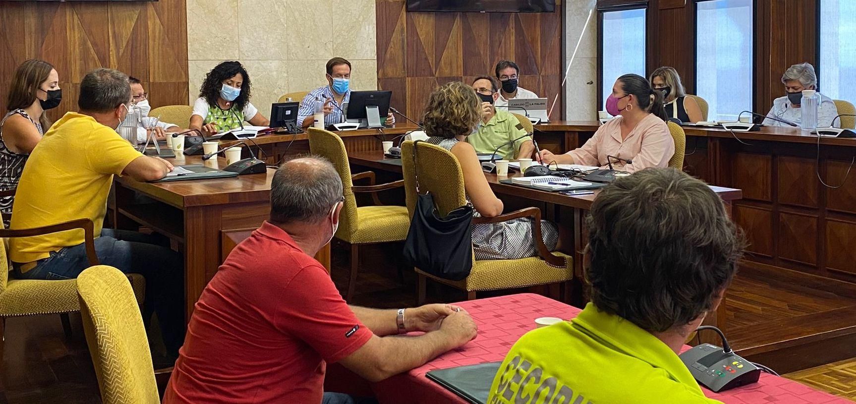 Reunión del Plan de Emergencias Volcánicas de Canarias (Pevolca) en el Cabildo.