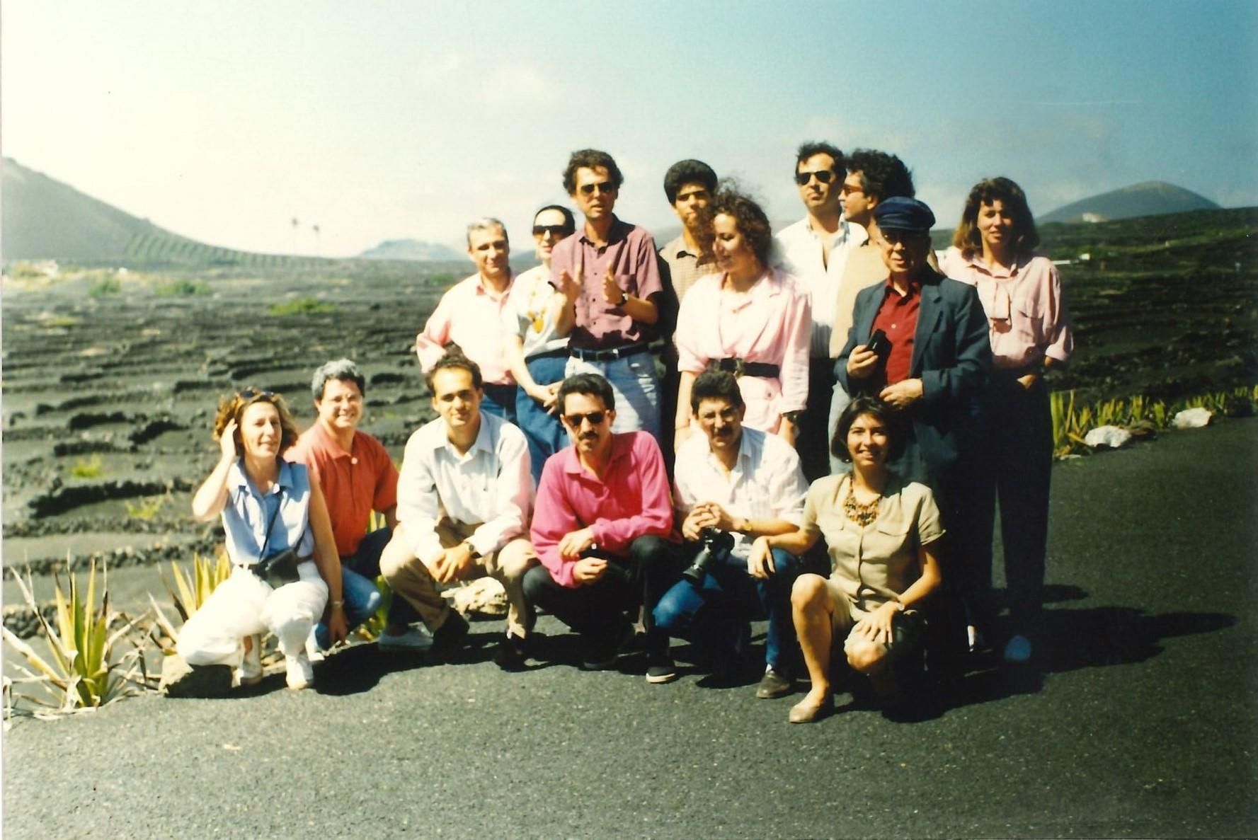 Lanzarote, abril 1990. Taller de Poesía con el Premio Cervantes Gonzalo Rojas. Fernando Senante, segundo por la izquierda.