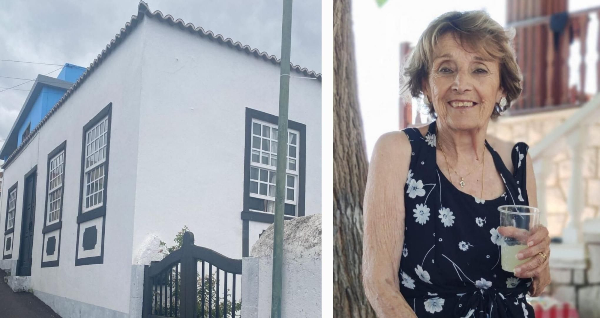 Atilina Segura junto a una imagen de su casa natal. Foto: MVH/Archivo familiar