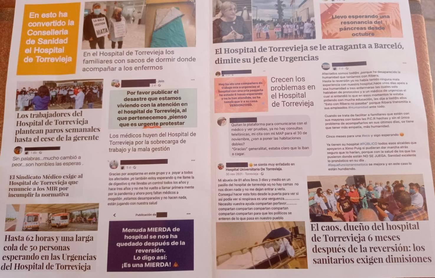 Otra cara del panfleto, con supuestas quejas de usuarios.