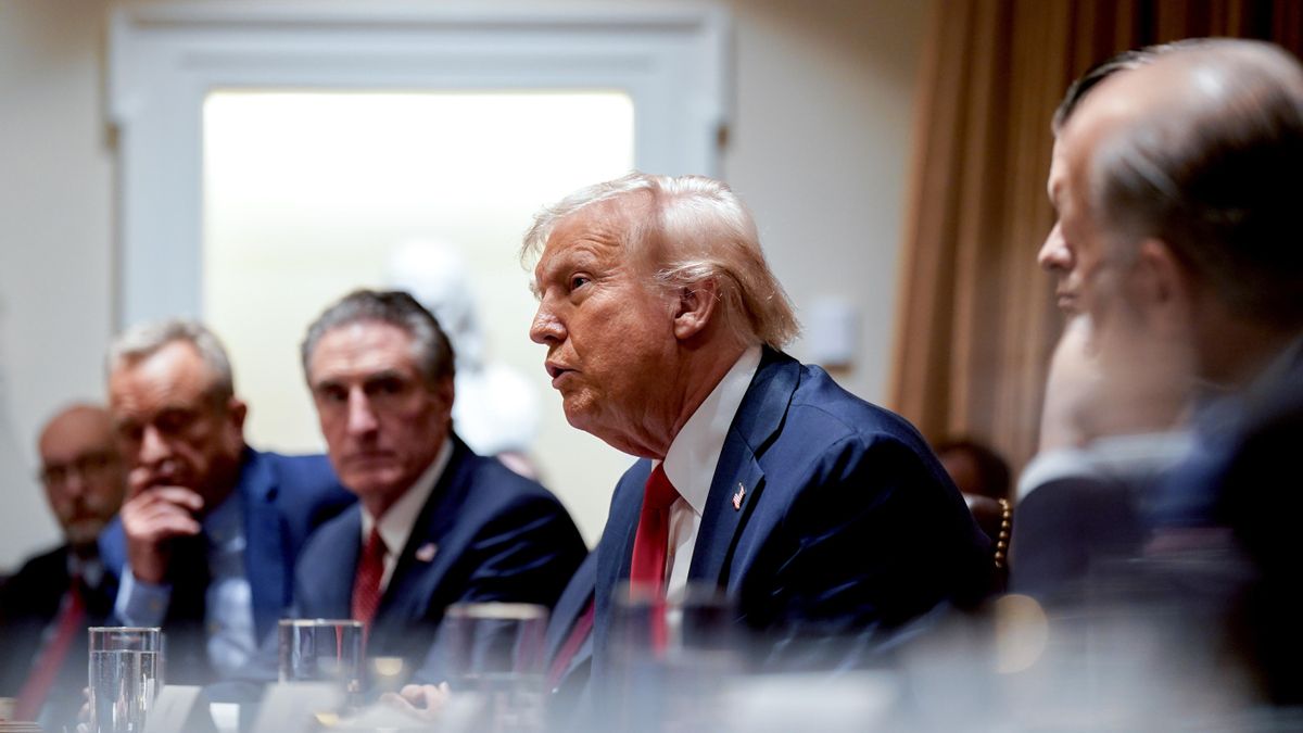 US President Donald Trump holds first cabinet meeting at the White House in Washington