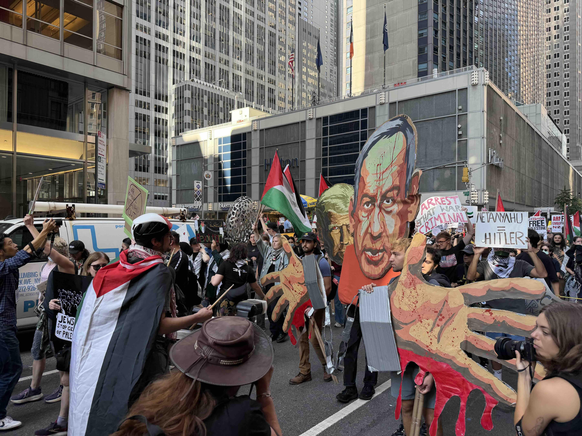 Manifestación en Nueva York contra el genocidio israelí en Gaza, el 26 de septiembre de 2025.