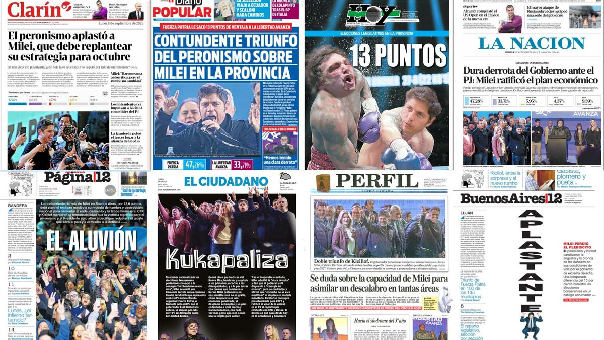 Así mostraron las tapas de los diarios la derrota de Milei y el triunfo del peronismo en Provincia