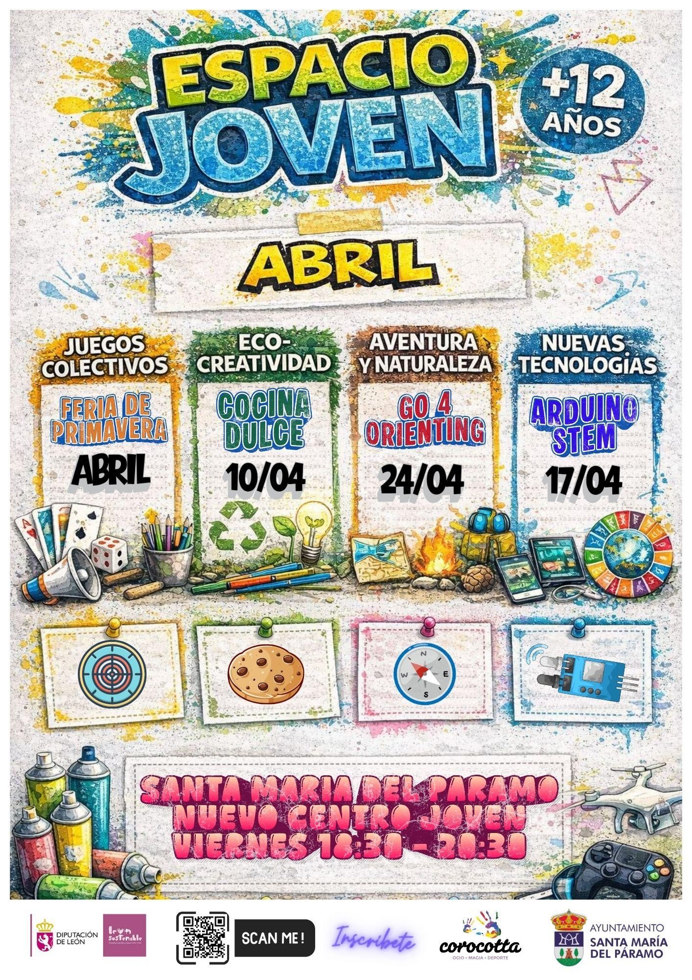 Actividades del mes de abril en el Espacio Joven de Santa María del Páramo.