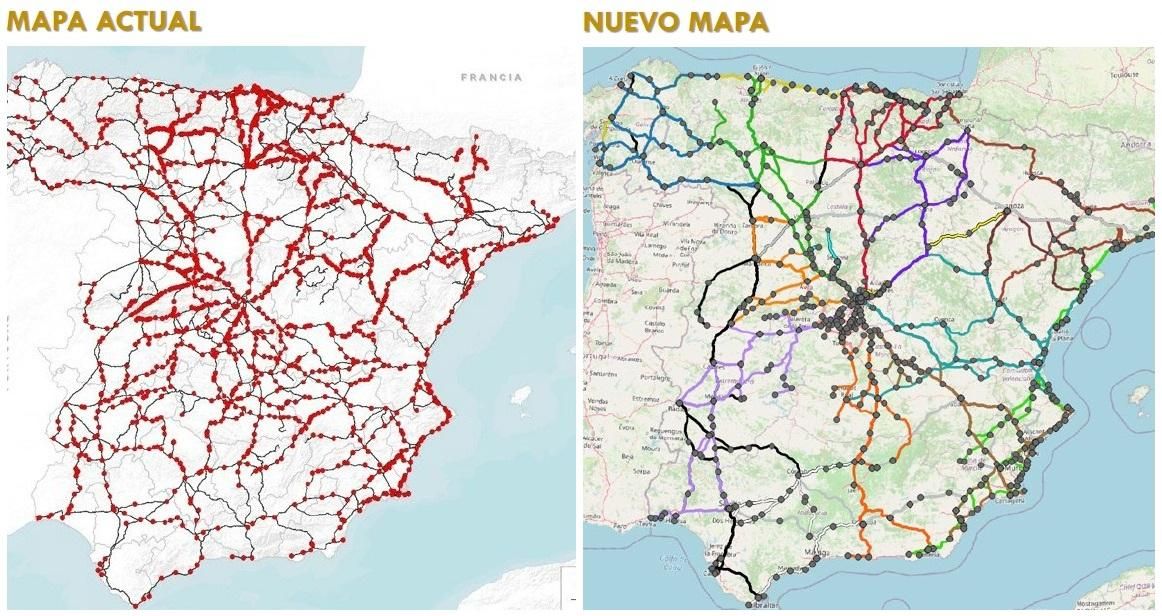 El mapa actual y el nuevo mapa.