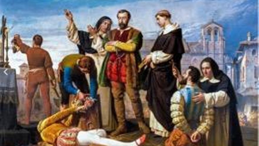 Ejecución de los Comuneros de Castilla, del romántico Antonio Gisbert (1860, Palacio de las Cortes ). Aplaudido por los liberales del XIX, fue adquirido por el Congreso.