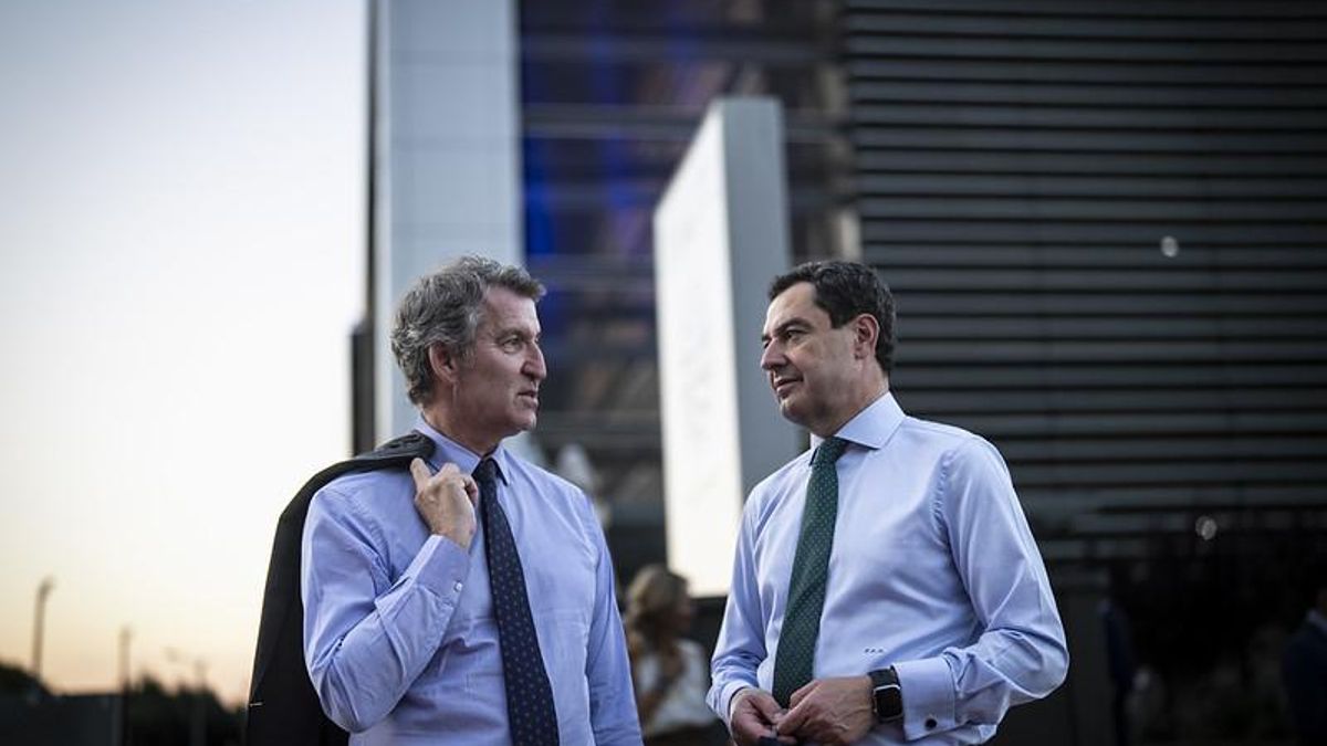 Alberto Núñez Feijóo y Juan Manuel Moreno, en Madrid.