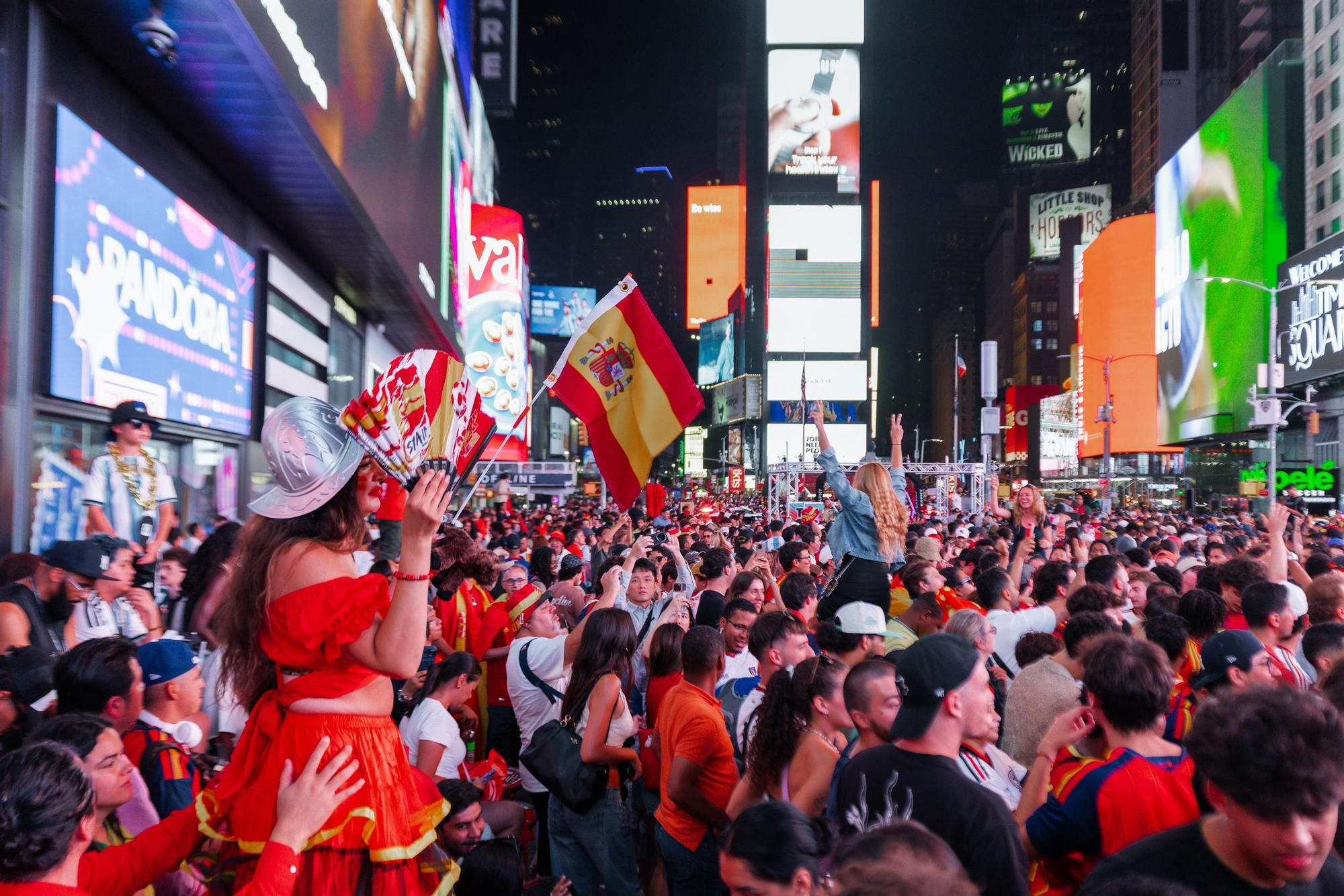 Celebración de la victoria de España en Times Square, en Nueva York