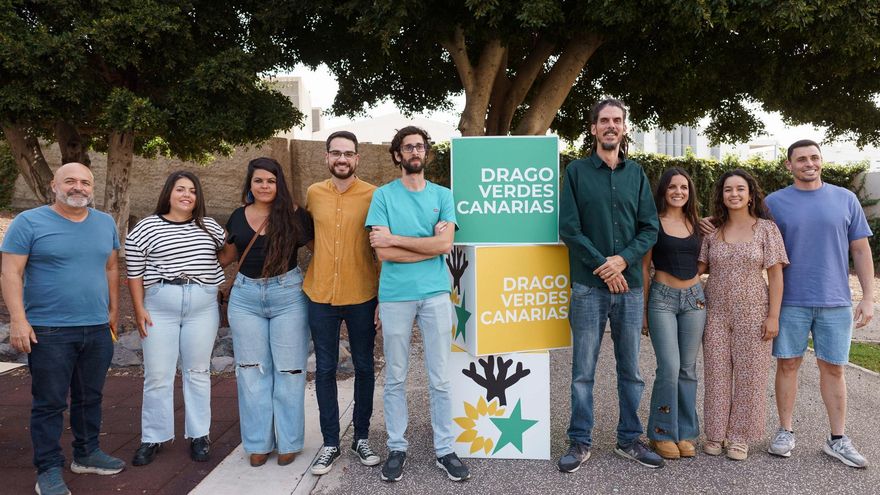 El candidato de Proyecto Drago a la Alcaldía de La Laguna y la Presidencia del Gobierno canario, Alberto Rodríguez, junto a los aspirantes de la formación al Cabildo y a los principales ayuntamientos de Tenerife.