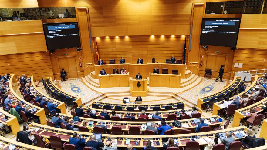 Vista general de una sesión plenaria, en el Senado, a 14 de noviembre de 2023, en Madrid (España). La Comisión de Reglamento del Senado ha avalado la reforma propuesta por el PP para dilatar hasta dos meses la tramitación de la proposición de ley de amnis