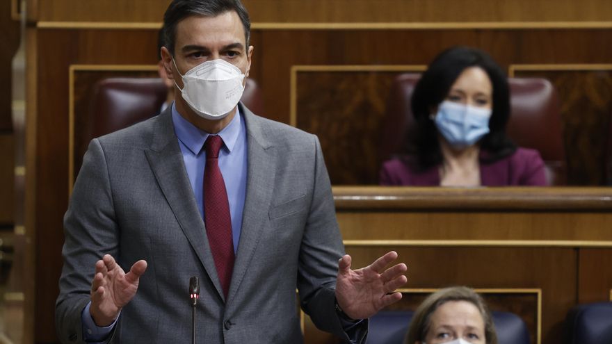 El presidente del Gobierno, Pedro Sánchez, interviene durante la sesión de control al Gobierno, este miércoles, en el Congreso de los Diputados. EFE/Chema Moya