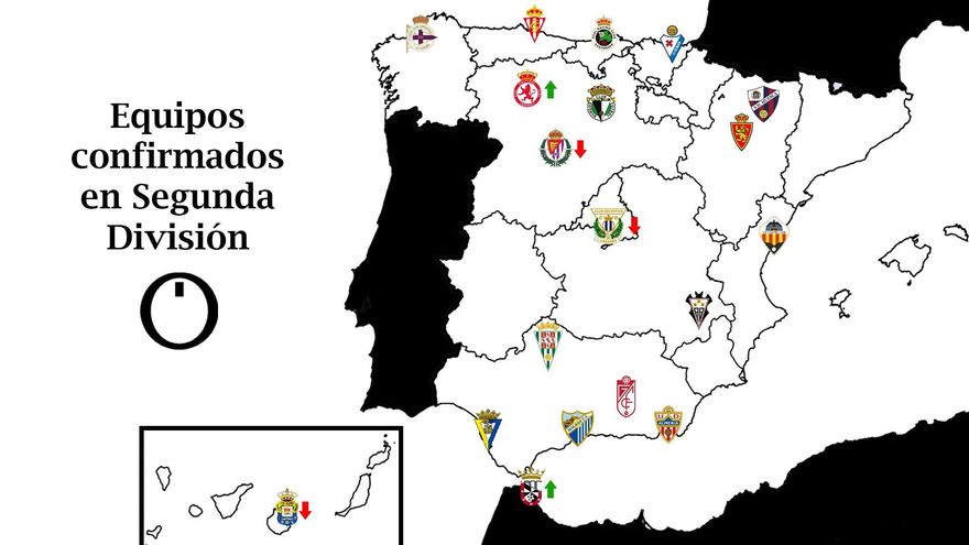 El mapa de la Segunda División 2025-26: 19 equipos confirmados y 3 plazas en liza
