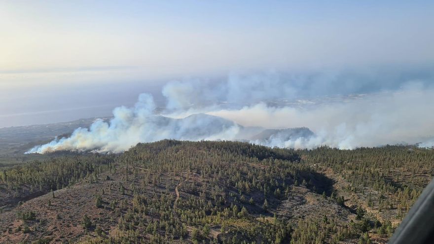 El incendio en el sur de Tenerife sigue descontrolado y ya afecta a más de 1.000 hectáreas de pinar