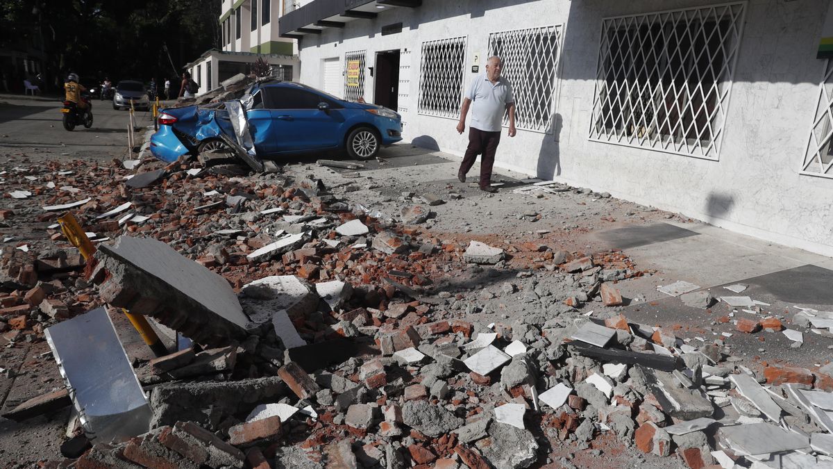 Una zona afectada por el terremoto en Cali (Colombia)