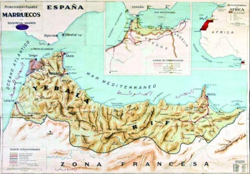 Mapa del Protectorado de España en Marruecos