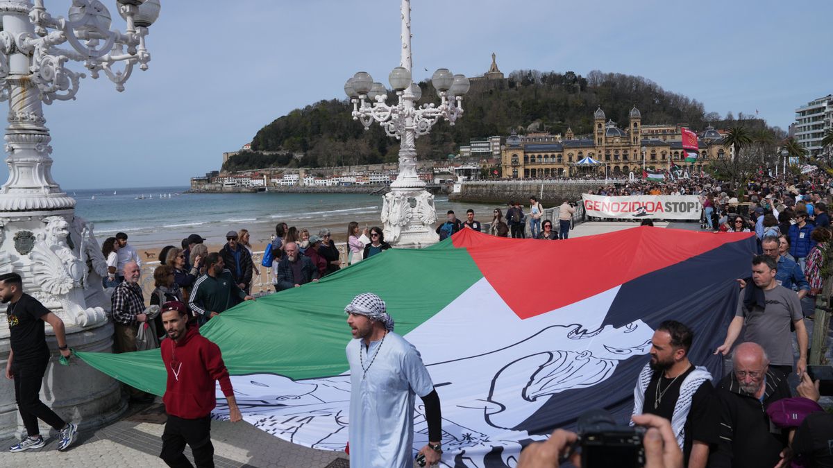 Manifestación pro Palestina en Donnostia.