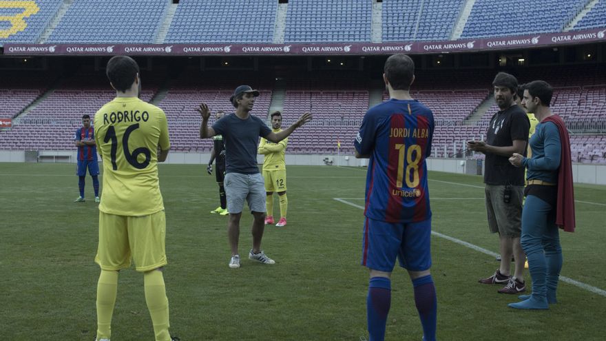 Rodaje de Superlópez en el Camp Nou