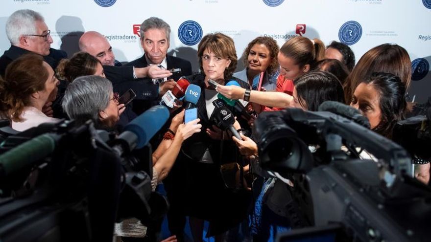 La ministra de Justicia en funciones, Dolores Delgado, este jueves en Sevilla.