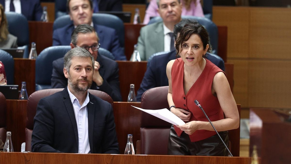 Ayuso, este jueves, en la Asamblea de Madrid.