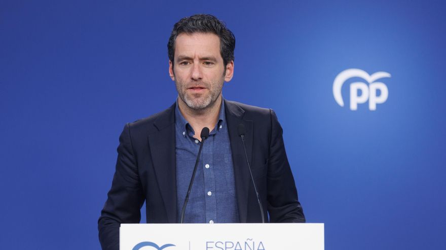 El portavoz de Campaña del PP, Borja Sémper, durante una rueda de prensa en la sede del partido.