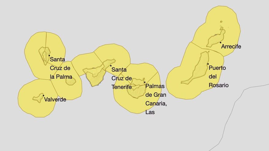 Aemet amplía los avisos amarillos para todas las islas de Canarias
