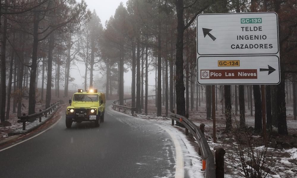 Nieva en la cumbre de Gran Canaria.