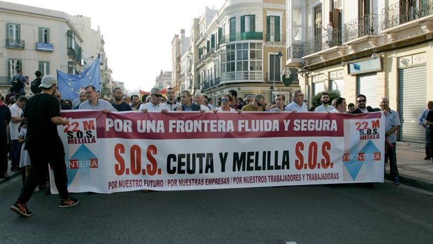 Manifestaciones en Melilla y Ceuta para pedir una frontera fluida