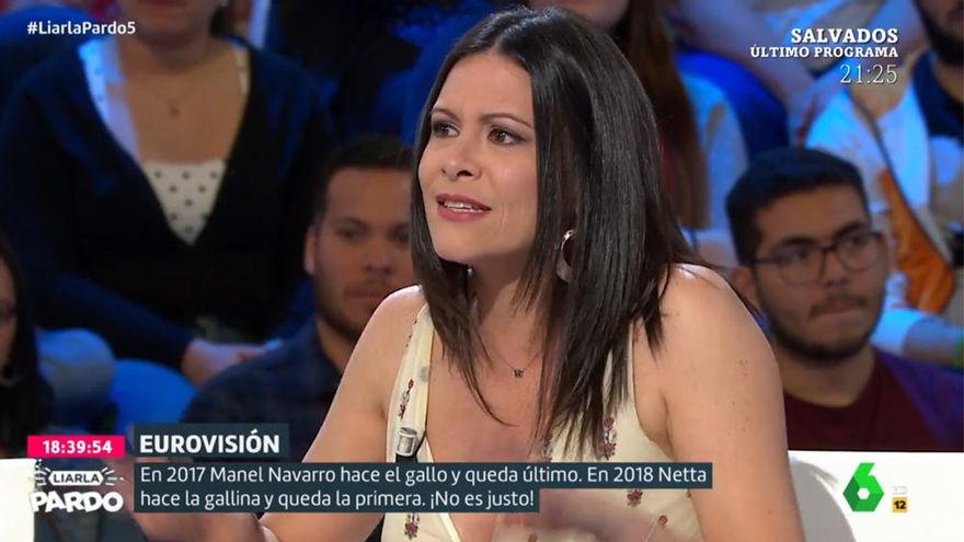 Mar Montoro, durante el debate eurovisivo en Liarla Pardo