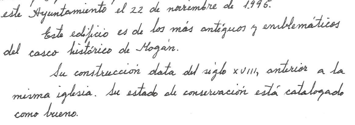Carta remitida por un vecino de Mogán al alcalde en 2001 alertando del derribo de la casona histórica.