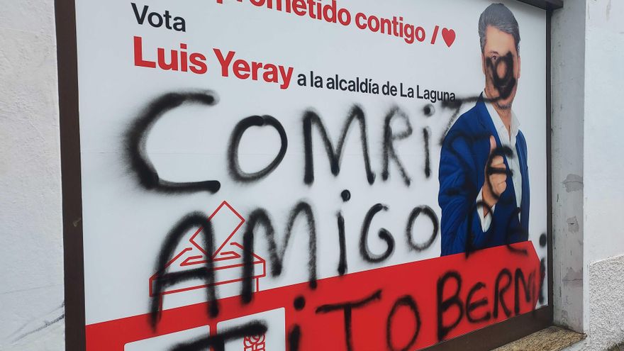 La sede del PSOE en La Laguna amanece cubierta de pintadas: "Amigo del Tito Berni"