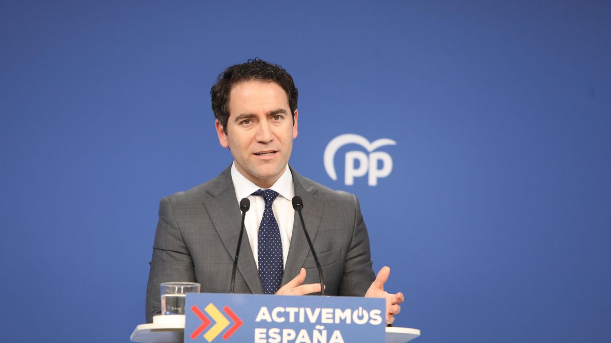 El secretario general del Partido Popular, Teodoro García Egea, ofrece una rueda de prensa en la sede nacional del partido tras el Comité de Dirección, en Madrid (España), a 19 de enero de 2021.