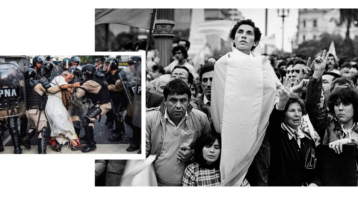 Plaza de Mayo, dos momentos: Abril de 1982 y el apoyo a la dictadura en el conflicto por Malvinas, y represión del 14 de mayo de 2025.