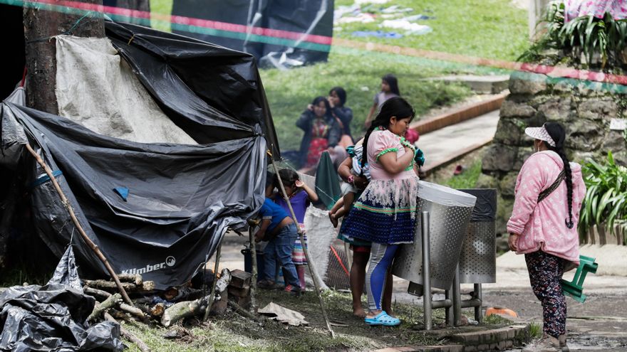 Más de 500 indígenas, la mitad niños, vuelven a acampar en Bogotá para exigir mejoras