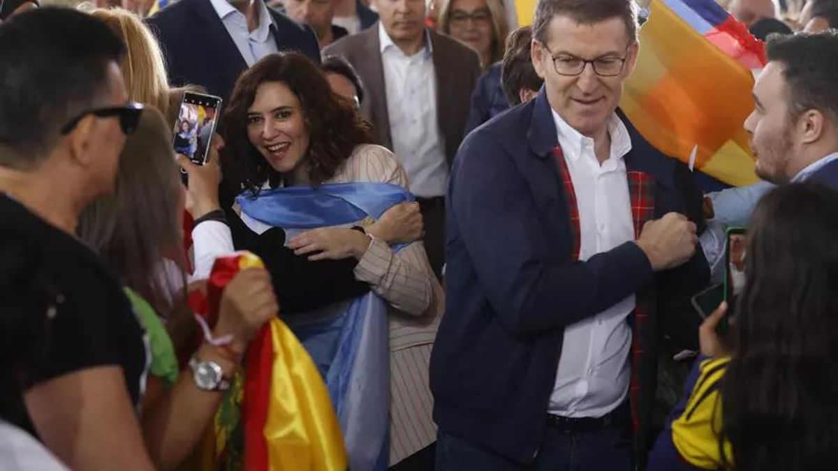 Feijóo y Ayuso en el acto 'Europa es hispana' donde intervino la pastora Yadira Maestre. JUAN CARLOS HIDALGO