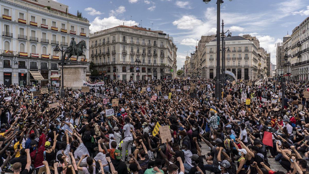 Las protestas contra la violencia racista que han recorrido Madrid, en imágenes