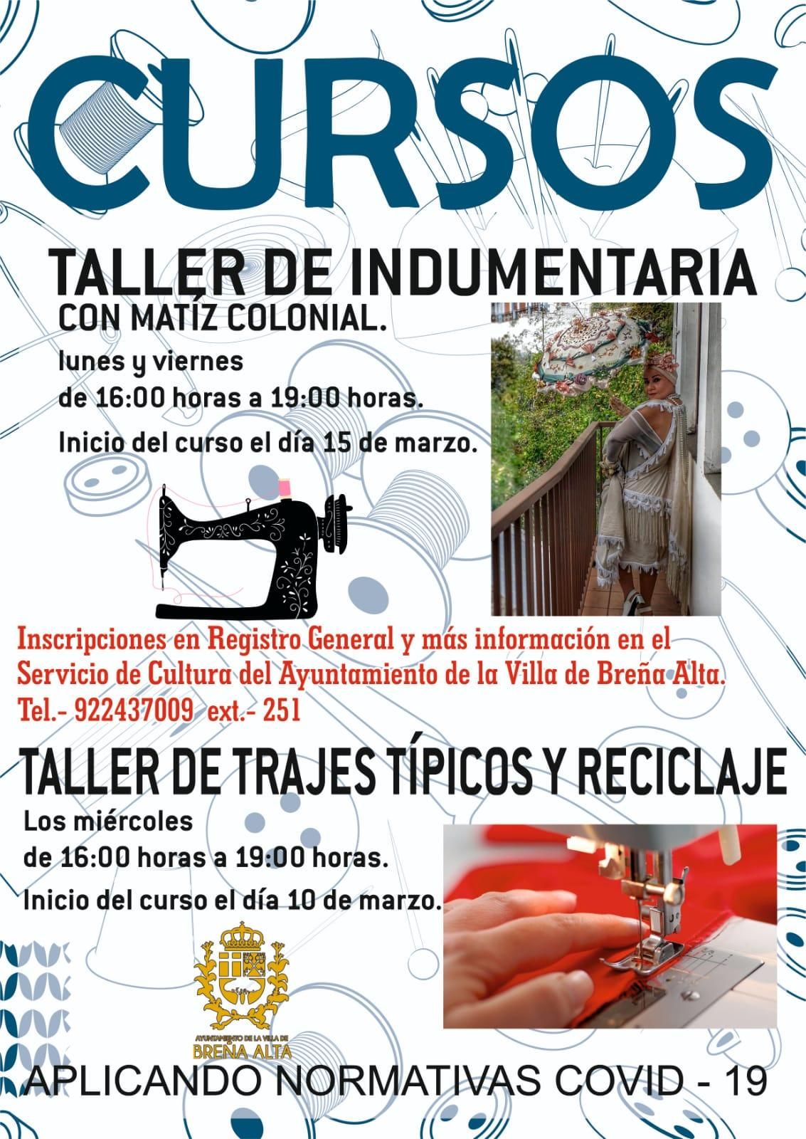 Cartel de los talleres sobre indumentaria típica y reciclaje.
