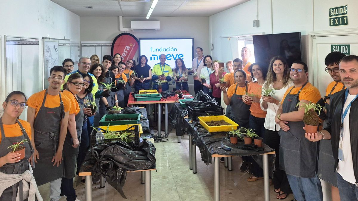 Voluntarios, en uno de los talleres de Fundación Moeve en Canarias.
