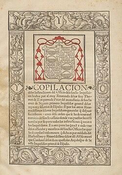 Instrucciones del oficio de la Santa Inquisición, por Fray Tomás de Torquemada, 1537