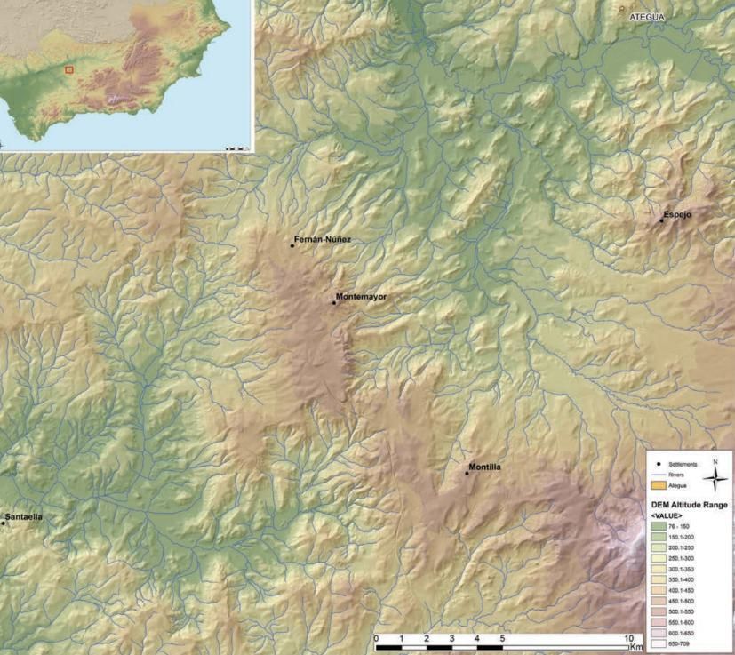 Mapa de la zona de la Campiña donde se produjeron las guerras entre los seguidores de Pompeyo y los de César.