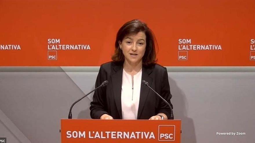 La vicepresidenta del Parlament y viceprimera secretaria del PSC, Eva Granados, en rueda de prensa telemática el 7 de junio de 2021.