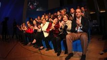 Francisco Camps e Isabel Bonig, bajo de derecha a izquierda, en el acto en el Palau de les Arts de 2011.