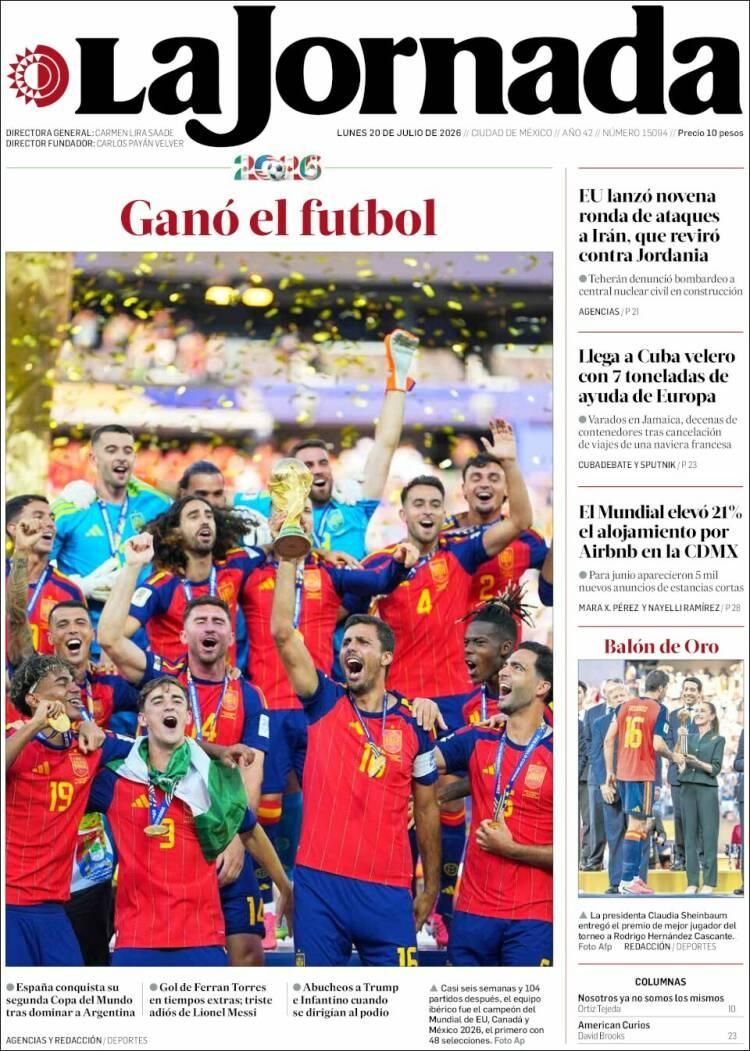 Las lágrimas de Messi y el título de España, en las tapas de los diarios del mundo