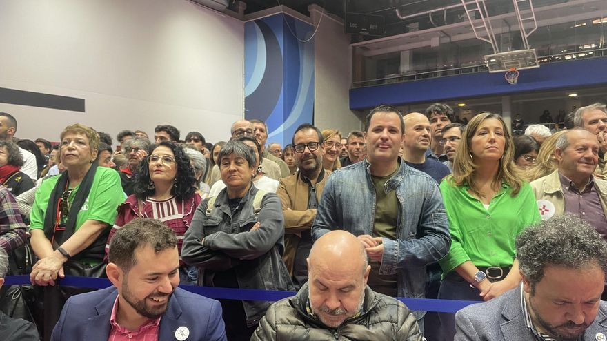 Juan Ramón Crespo en el acto de presentación de Sumar en el polideportivo Magariños de Madrid