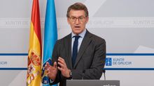 El presidente de la Xunta, Alberto Núñez Feijóo, en su comparecencia tras la reunión semanal de su Gobierno